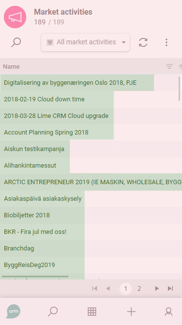 The table view does not use the screen space well on mobile screens