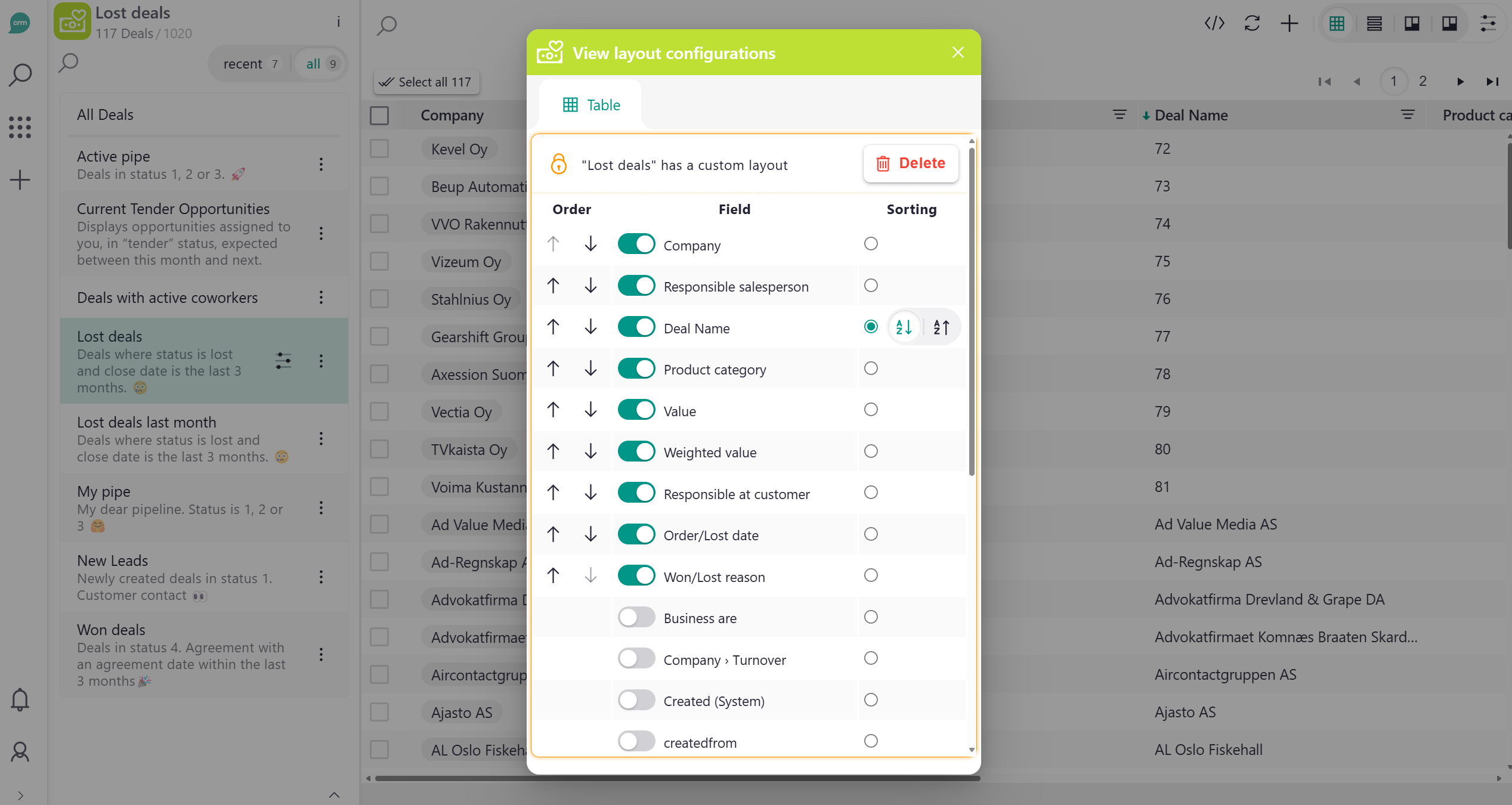 Custom Layout Dialog