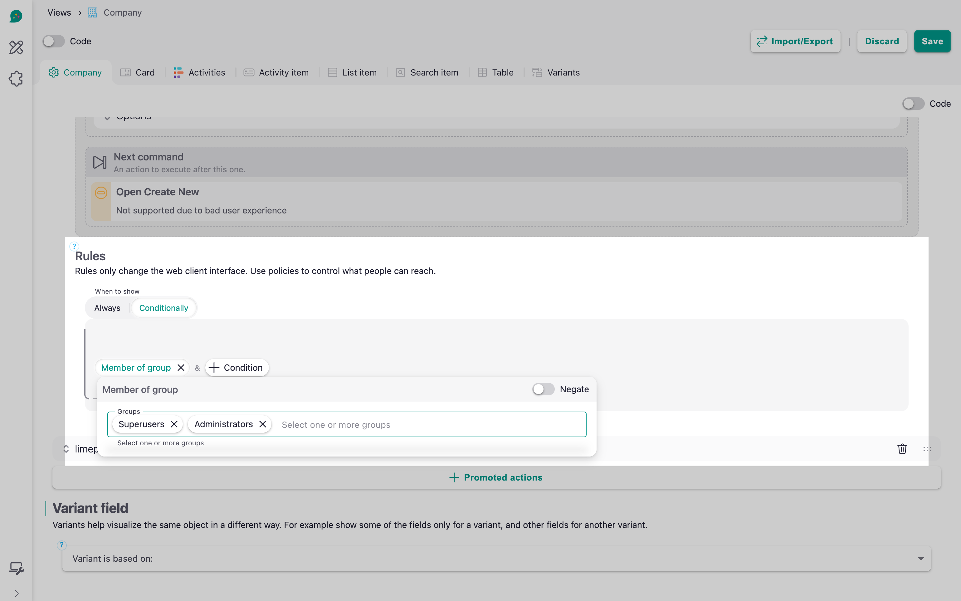 Configuring the Member of group rule