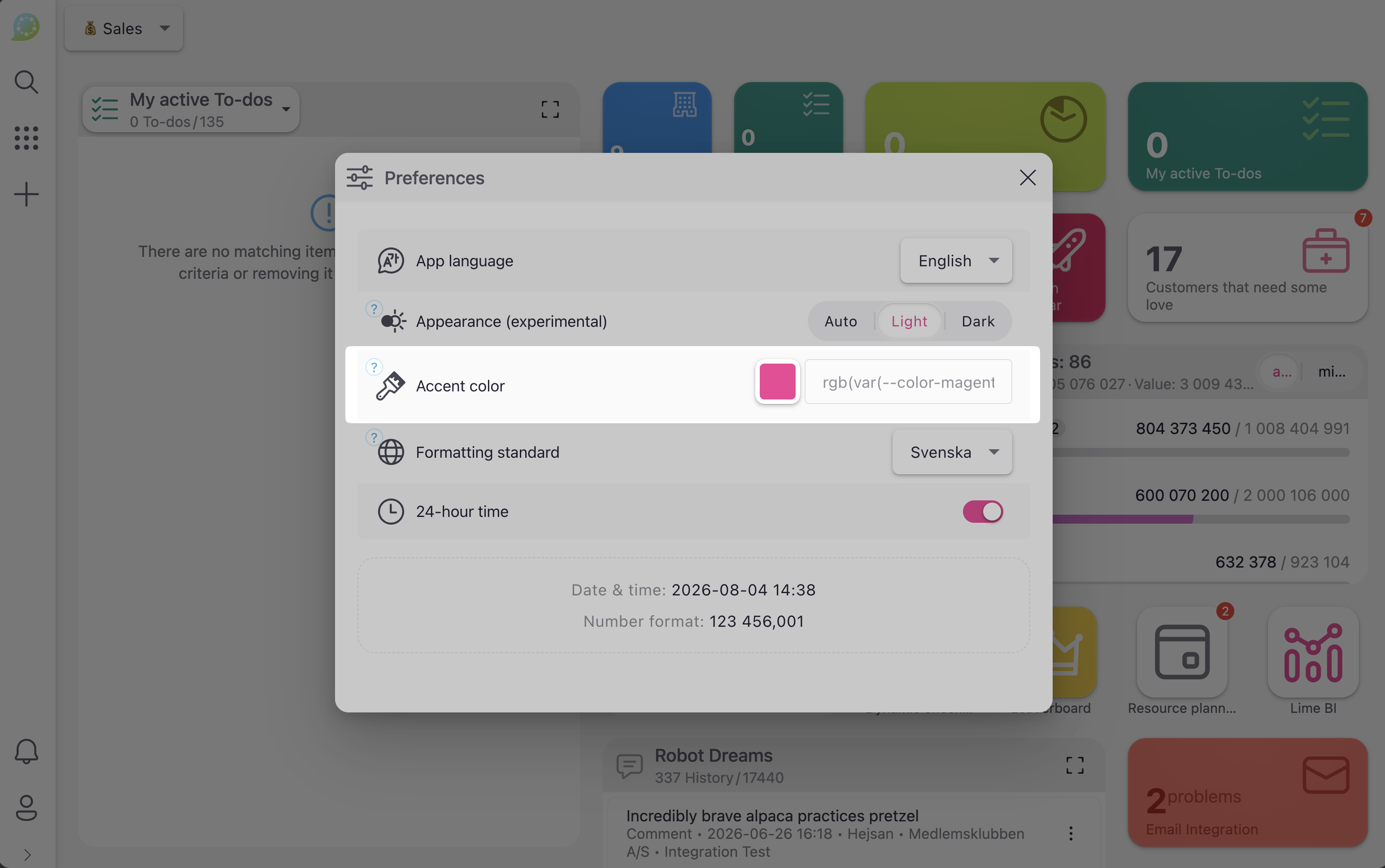 Accent color preferences
