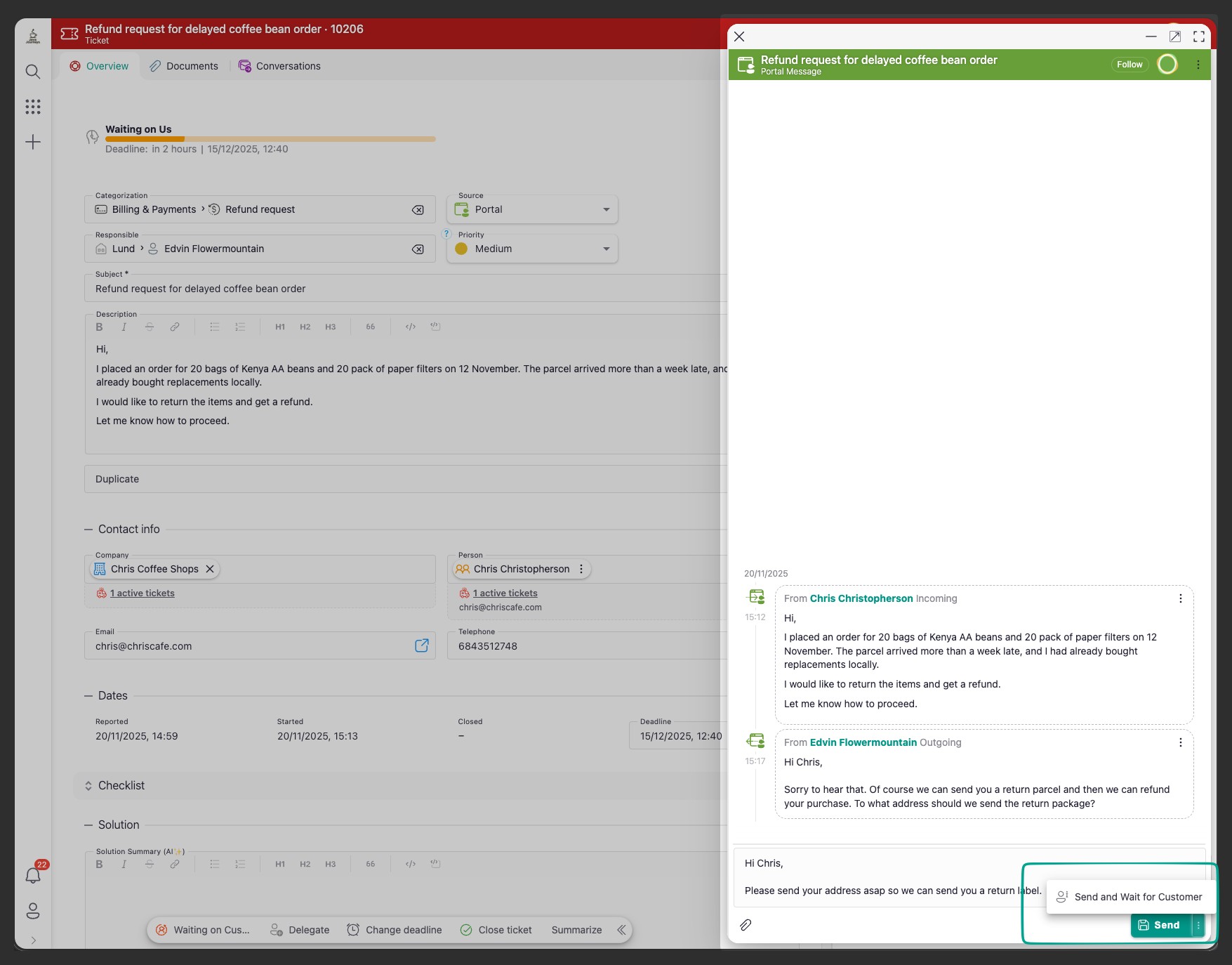 Portal Communication reply editor