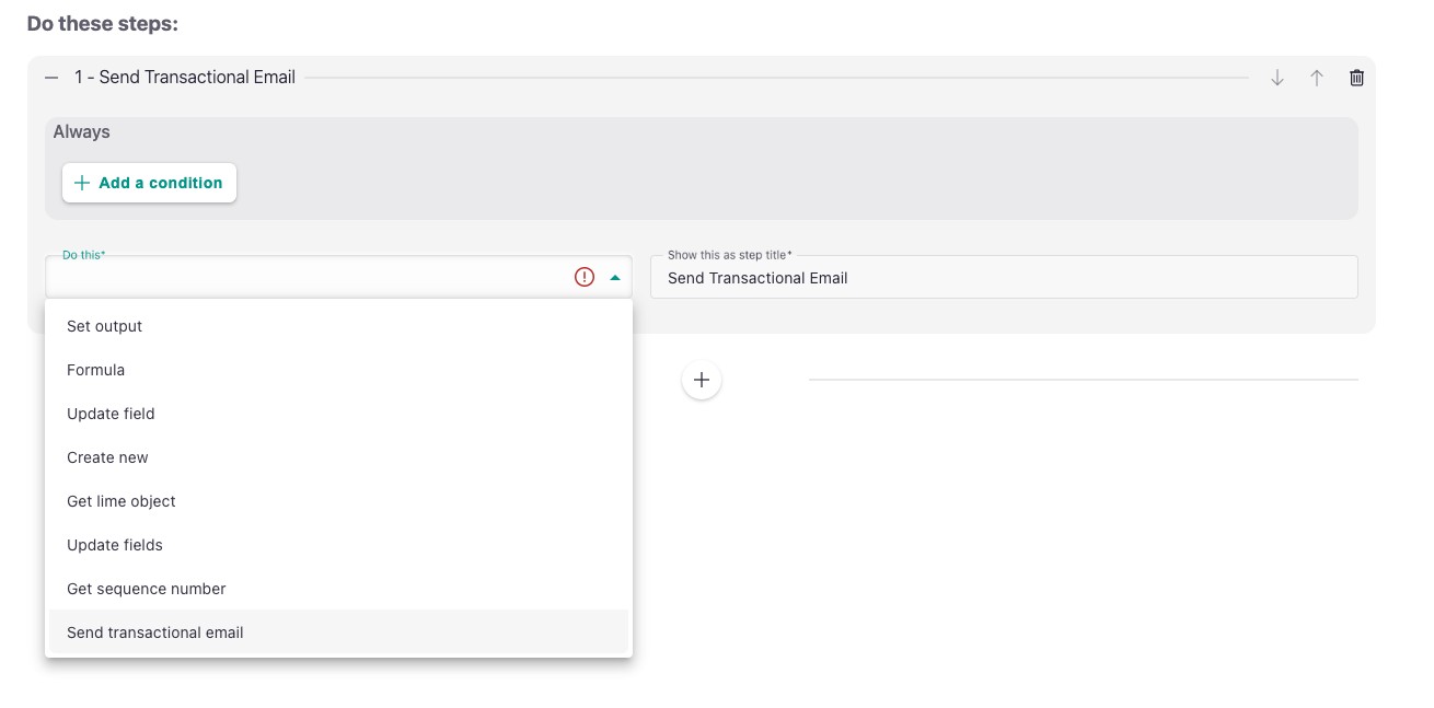 Transactional email automation setup