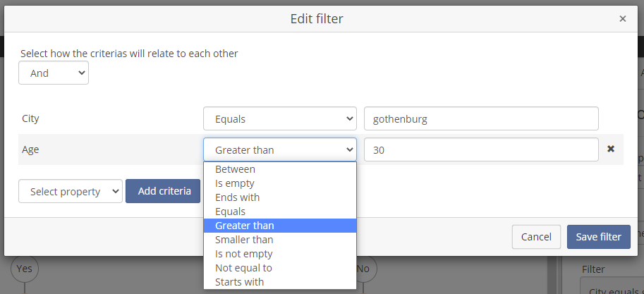 filter builder