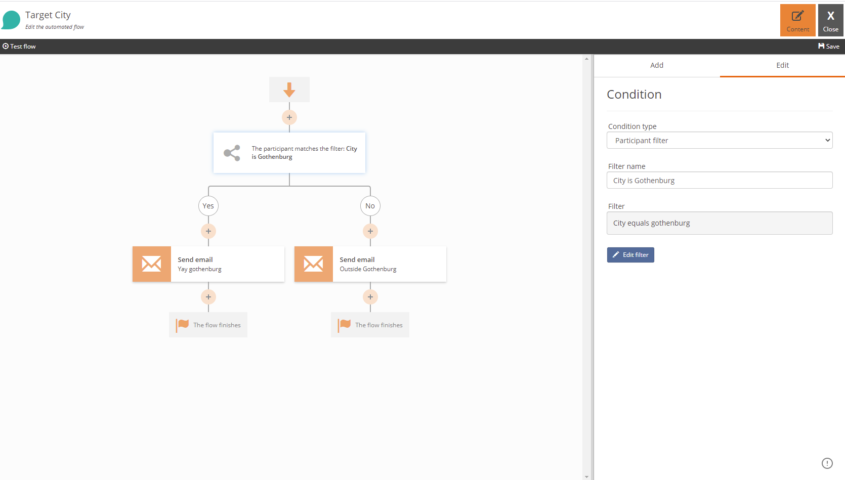 filter condition flow